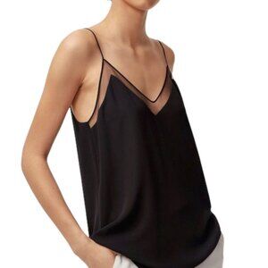 Babaton Galen Camisole Top V-Neck Lace-Detailed Adjustable Strap Black Small